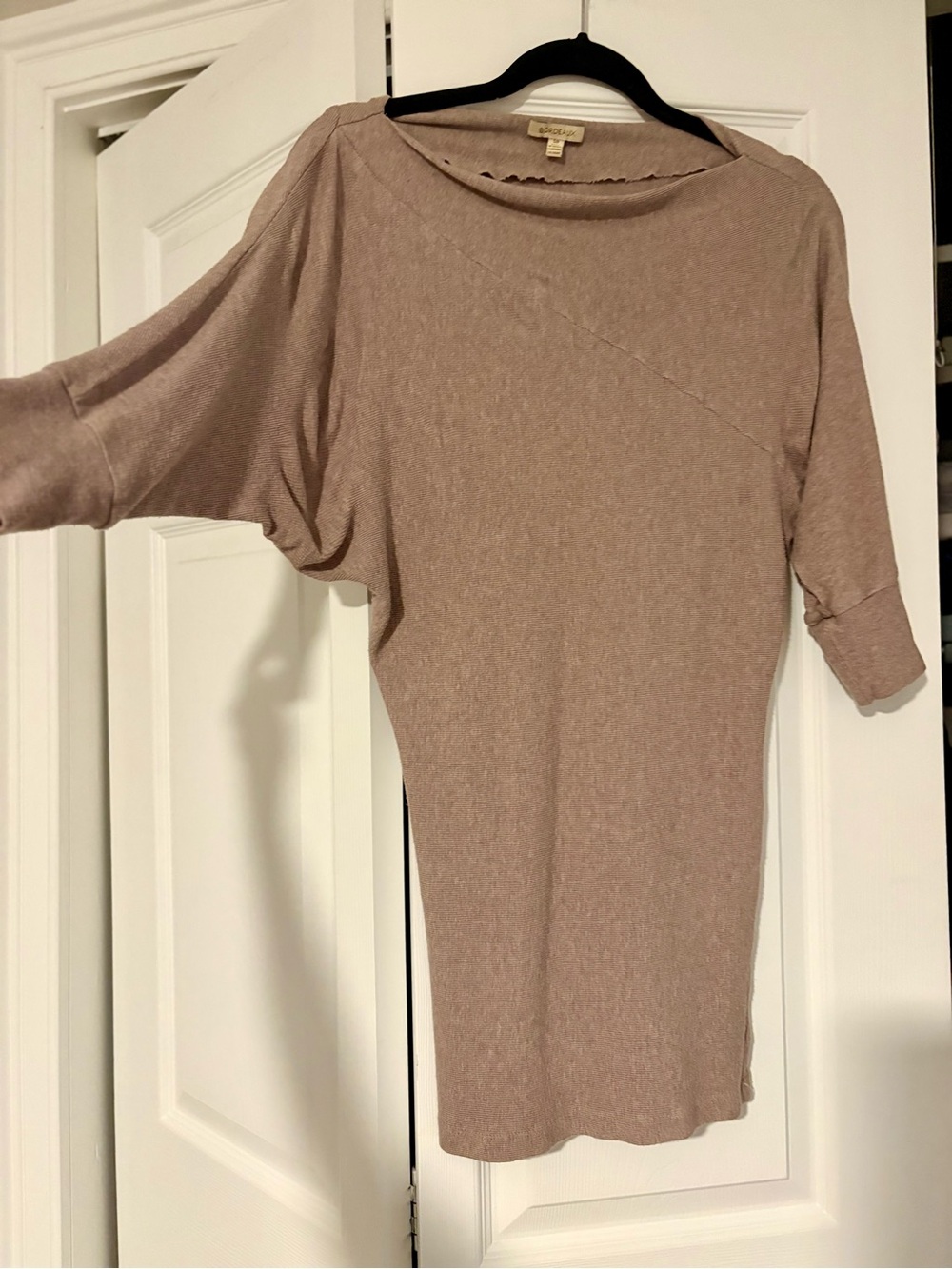 Bordeaux Taupe Dolman-Sleeve Scoop Neck Sweater